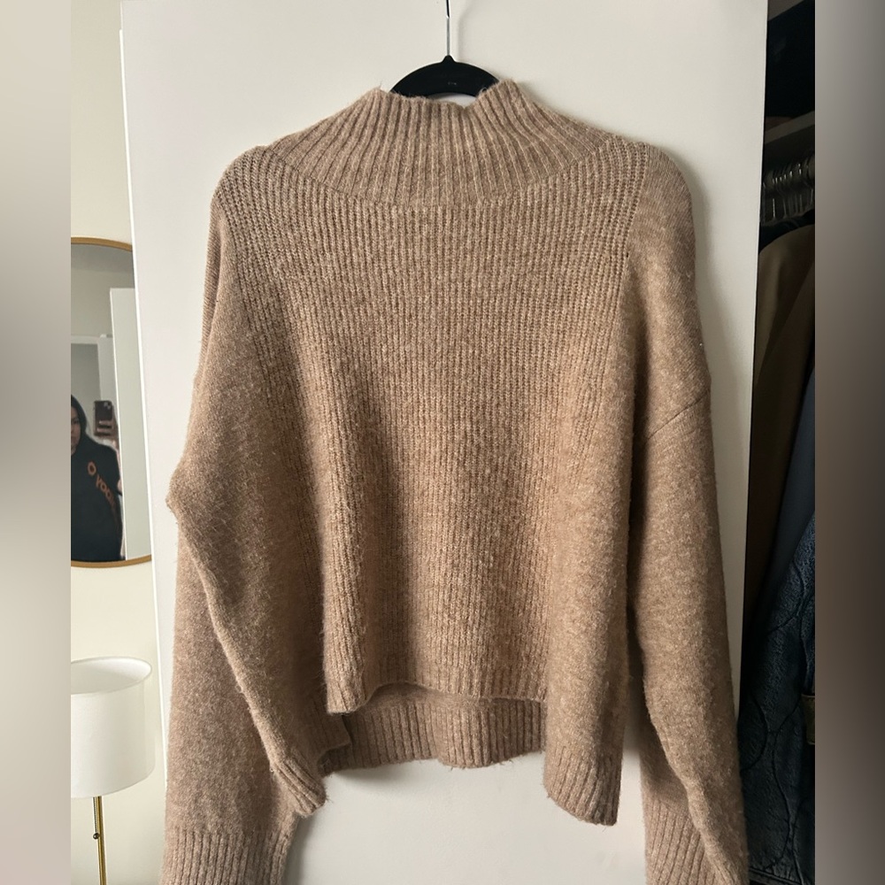 Topshop Tan Cowl Neck Sweater